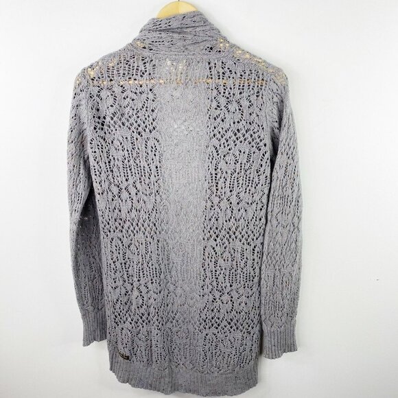 Matilda Jane Cardigan Sweater Secret Fields Womens Medium Pixie Dust Gray Open - Picture 3 of 4